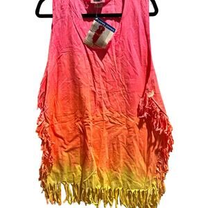 Vintage Gitano Swimwear Collection Neon Tie Dye One Size Side Fringe